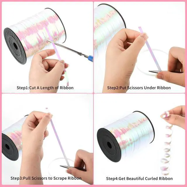 Alt view image 3 of 6 - 600 Yard Iridescent White Curling Ribbon Balloon String Ribbon | 1/5 Inch Thin Ribbon Easy to Curl for Gift Wrapping Balloons Crafts Bridal Baby Shower Weddings and Party Decor