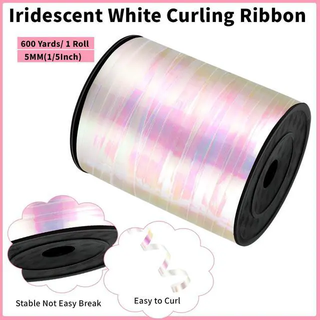 Alt view image 2 of 6 - 600 Yard Iridescent White Curling Ribbon Balloon String Ribbon | 1/5 Inch Thin Ribbon Easy to Curl for Gift Wrapping Balloons Crafts Bridal Baby Shower Weddings and Party Decor