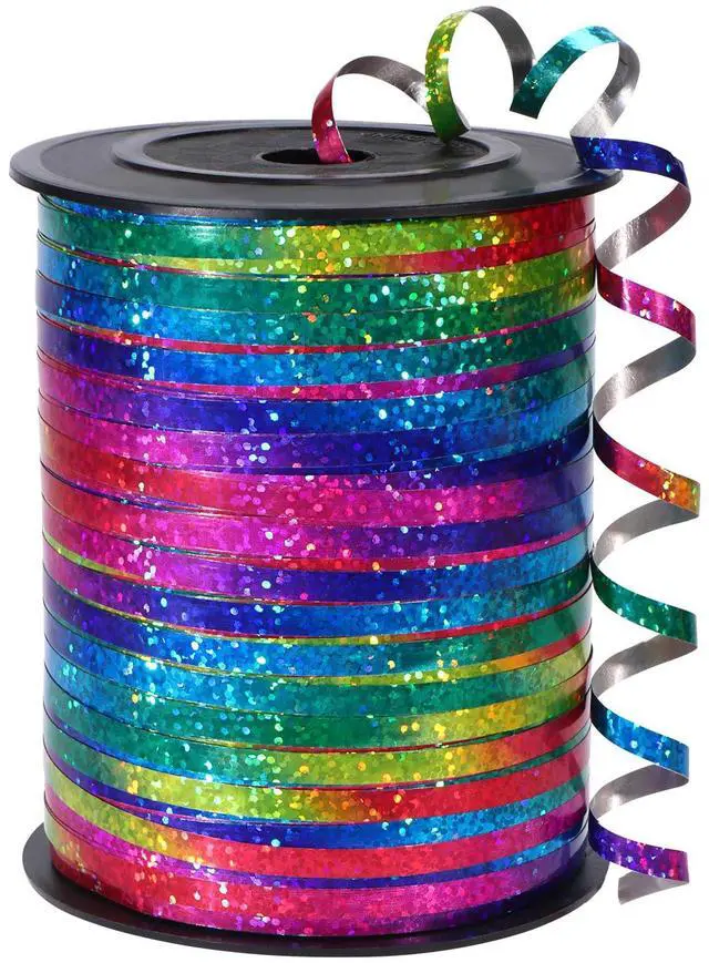 Main image of 500 Yard Rainbow Ribbon Curling, Balloon Ribbon-Balloon String, Shiny Metallic Curly Roll for Gift Wrapping Ribbon for Wedding, Birthday Decoration, Baby Shower, Christmas