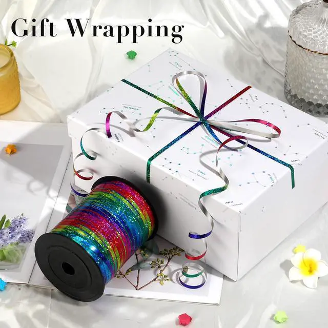 Alt view image 2 of 6 - 500 Yard Rainbow Ribbon Curling, Balloon Ribbon-Balloon String, Shiny Metallic Curly Roll for Gift Wrapping Ribbon for Wedding, Birthday Decoration, Baby Shower, Christmas