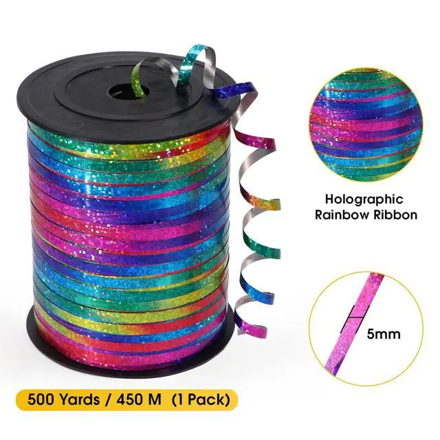 Alt view image 5 of 6 - 500 Yard Rainbow Ribbon Curling, Balloon Ribbon-Balloon String, Shiny Metallic Curly Roll for Gift Wrapping Ribbon for Wedding, Birthday Decoration, Baby Shower, Christmas