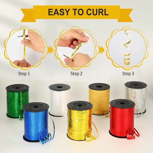 Alt view image 6 of 6 - 500 Yard Rainbow Ribbon Curling, Balloon Ribbon-Balloon String, Shiny Metallic Curly Roll for Gift Wrapping Ribbon for Wedding, Birthday Decoration, Baby Shower, Christmas