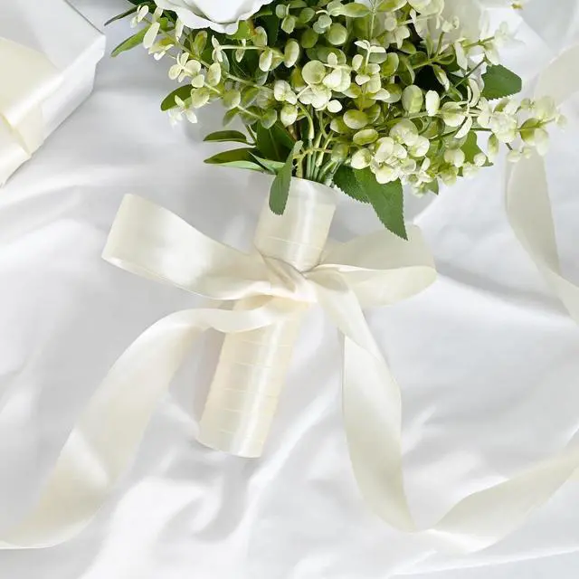 Alt view image 5 of 7 - Double Face Continuous Ivory Satin Ribbon 1-1/2 Inch x 50 Yards Polyester Ivory Ribbon for Gift Wrapping Weddings Party Hair Bows Invitations Decorations and More