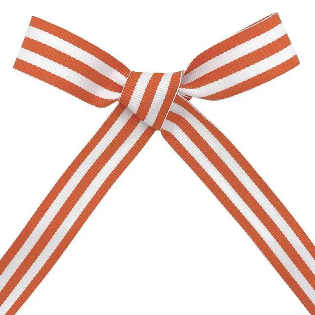 Alt view image 3 of 4 - Striped Polyester Grosgrain Ribbon, Party Decorations, Gift Wrapping, Fun Patterns, 7/8" by 20 yd., Orange