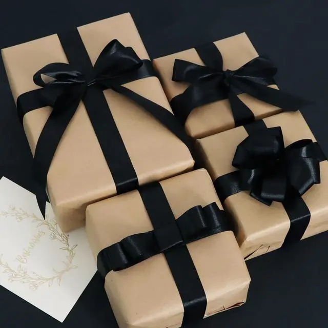 Alt view image 6 of 7 - 1 Inch x 100yds Black Satin Ribbon for Crafts, Gift Wrapping | Solid Ribbon for Graduation Lei Making Hair Bows Making Halloween Wrap Wedding Invitation Card Christmas Valentine Decor