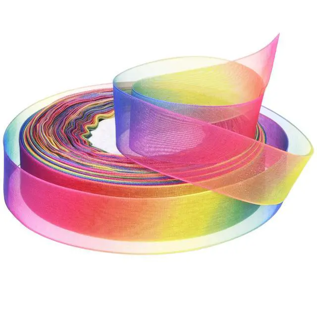 Alt view image 2 of 6 - Rainbow Sheer Organza Chiffon Ribbon for Gift Wrapping, Crafts, Party Decoration, 50 Yards (1 Inch)