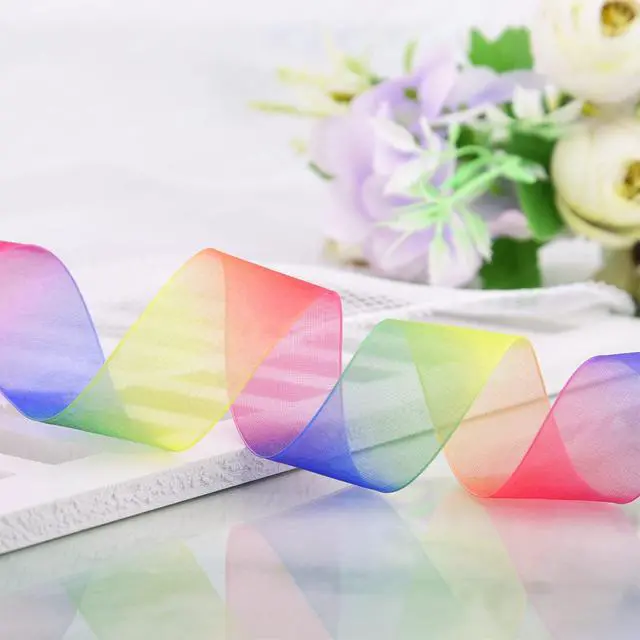 Alt view image 4 of 6 - Rainbow Sheer Organza Chiffon Ribbon for Gift Wrapping, Crafts, Party Decoration, 50 Yards (1 Inch)