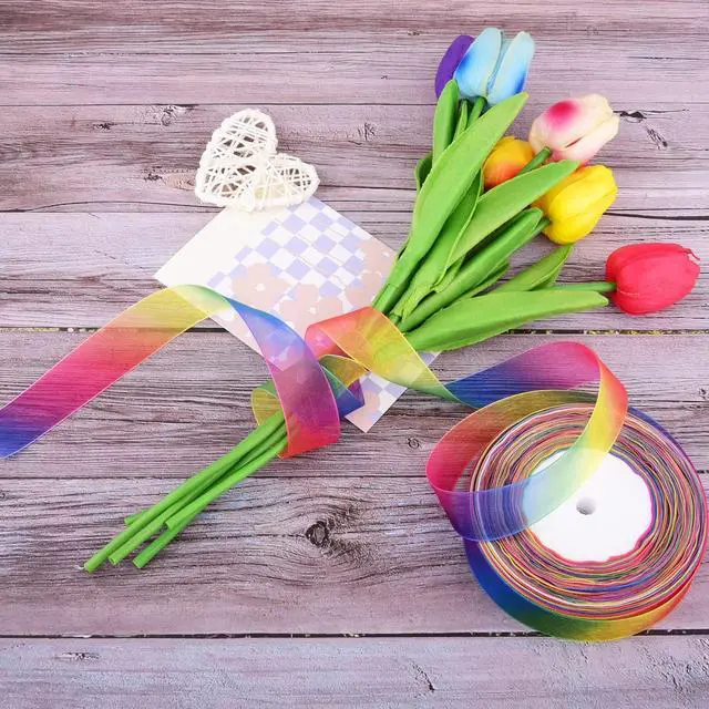 Alt view image 6 of 6 - Rainbow Sheer Organza Chiffon Ribbon for Gift Wrapping, Crafts, Party Decoration, 50 Yards (1 Inch)