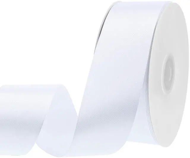 Main image of White Satin Ribbon 1 1/2 Inch 60 Yards Gift Ribbon | Single-sided Polyester Satin, ideal for Bridesmaids Bouquets Bridal Wedding Sash Flowers Bouquet Chair Bows