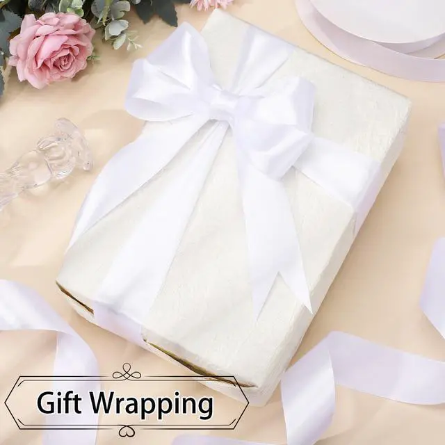 Alt view image 3 of 6 - White Satin Ribbon 1 1/2 Inch 60 Yards Gift Ribbon | Single-sided Polyester Satin, ideal for Bridesmaids Bouquets Bridal Wedding Sash Flowers Bouquet Chair Bows