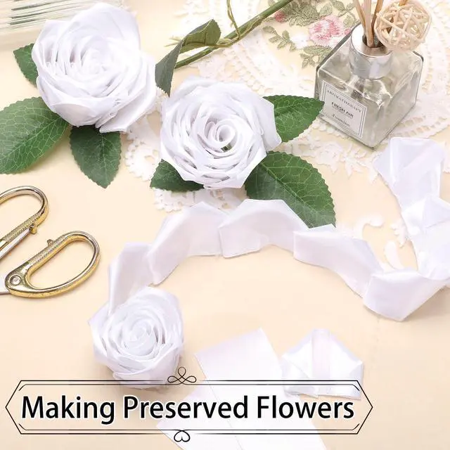 Alt view image 5 of 6 - White Satin Ribbon 1 1/2 Inch 60 Yards Gift Ribbon | Single-sided Polyester Satin, ideal for Bridesmaids Bouquets Bridal Wedding Sash Flowers Bouquet Chair Bows