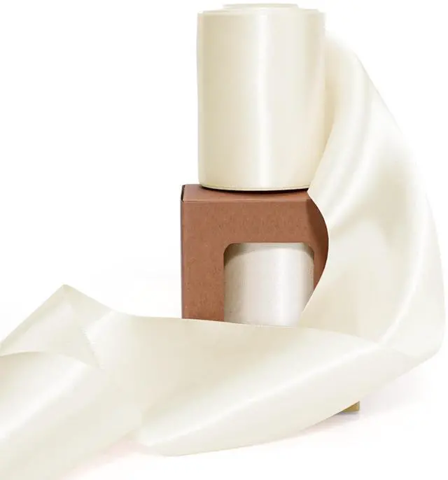 Main image of Ivory Satin Ribbon 3 Inch x 10 Yards Double Faced | Continuous Ivory Ribbon for Wedding Decor, Flower Bouquet, Chair Sashes, Baby Shower, Garland, Gift Wrapping, Craft Project