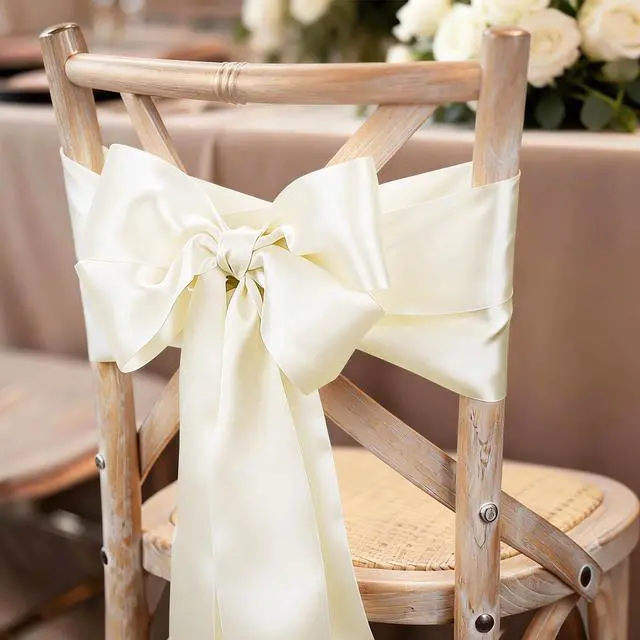 Alt view image 3 of 7 - Ivory Satin Ribbon 3 Inch x 10 Yards Double Faced | Continuous Ivory Ribbon for Wedding Decor, Flower Bouquet, Chair Sashes, Baby Shower, Garland, Gift Wrapping, Craft Project