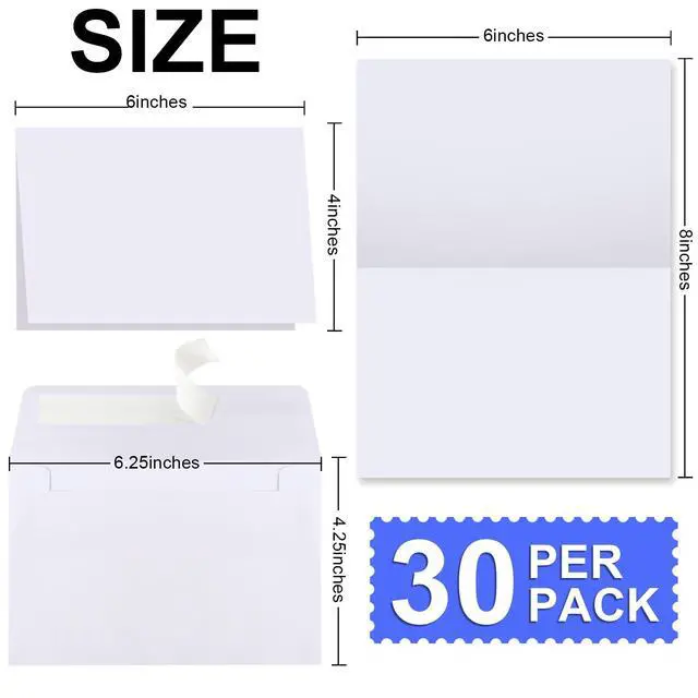 Alt view image 2 of 7 - Blank Cards and Envelopes 4x6, 30 Pack White Invitation Cardstock with 30 Pack Envelopes, Thank you Blank Greeting Cards, for All Occasions DIY, Print custom