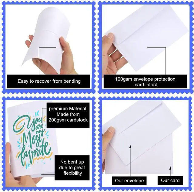 Alt view image 5 of 7 - Blank Cards and Envelopes 4x6, 30 Pack White Invitation Cardstock with 30 Pack Envelopes, Thank you Blank Greeting Cards, for All Occasions DIY, Print custom