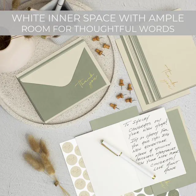 Alt view image 6 of 7 - Beautiful Thank You Cards Set of 30 With Envelopes and Stickers | Elegant Blank Cards for Personalized Notes - Bulk Stationary Set for All Occasions Incl. Weddings, Business & Baby Showers