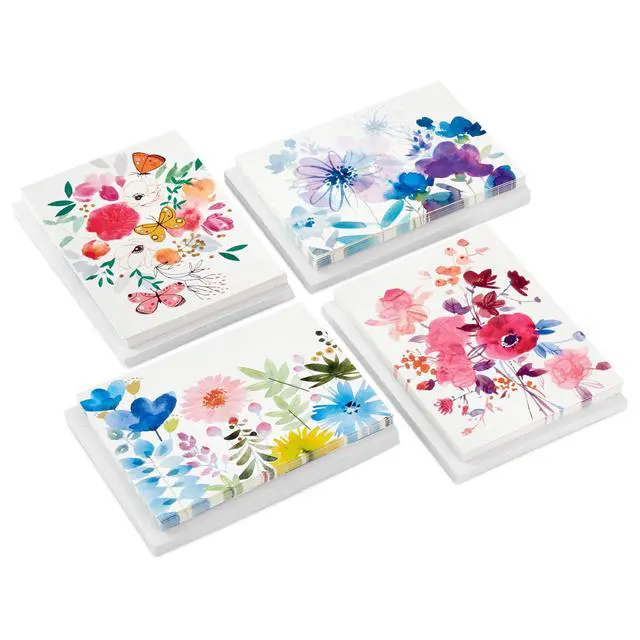 Alt view image 4 of 7 - Blank Cards with Envelopes, Assorted 48-Pack (Painted Flowers) | Painted Floral Artwork in Four Styles, Coordinating Envelopes, Premium Paper Stock, 3.8 x 5.2 in