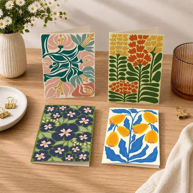Alt view image 2 of 5 - 24 Pack Floral Greeting Card with Envelopes & Stickers, Boxed Floral Blank Note Cards Set for All Occasions, 12 Assorted Designs, 4x6 Inch, Blank Inside