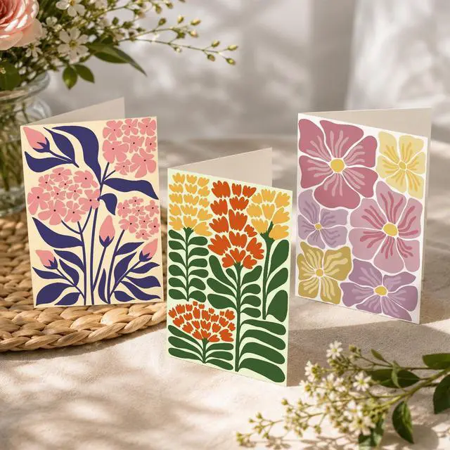 Alt view image 4 of 5 - 24 Pack Floral Greeting Card with Envelopes & Stickers, Boxed Floral Blank Note Cards Set for All Occasions, 12 Assorted Designs, 4x6 Inch, Blank Inside
