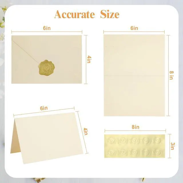 Alt view image 6 of 7 - 50 PACK Cream Blank Cards and Envelopes 4x6 Inch, Note Greeting Cards, Folded Ivory Cardstock and Envelopes Self Seal for Wedding, Invitations, DIY Greeting Cardstock, Thank You Cards & All Occasion