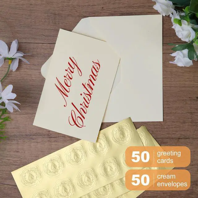 Alt view image 2 of 7 - 50 PACK Cream Blank Cards and Envelopes 4x6 Inch, Note Greeting Cards, Folded Ivory Cardstock and Envelopes Self Seal for Wedding, Invitations, DIY Greeting Cardstock, Thank You Cards & All Occasion