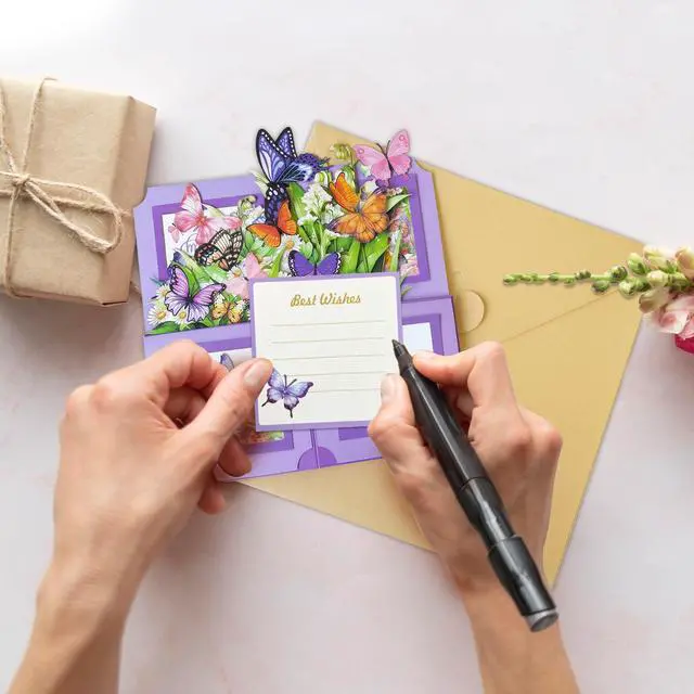 Alt view image 3 of 7 - Birthday Cards for Women, Butterfly Pop Up Card Box | Happy Birthday Gifts Cards for Women, Daughter, Mom, Sister, Friend, Butterflies Greeting Card with Blank Notecard & Envelope