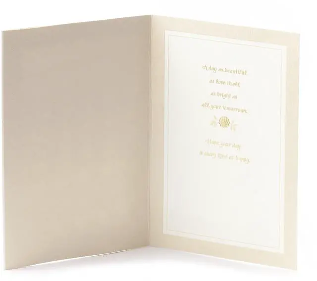 Alt view image 3 of 7 - Wedding Card (Mr. & Mrs.) | Die-cut Floral and Heart Pattern, Glittery Gold Backdrop, Envelope Included, High Quality Paper, Card Measures 5.8" X 8.3"