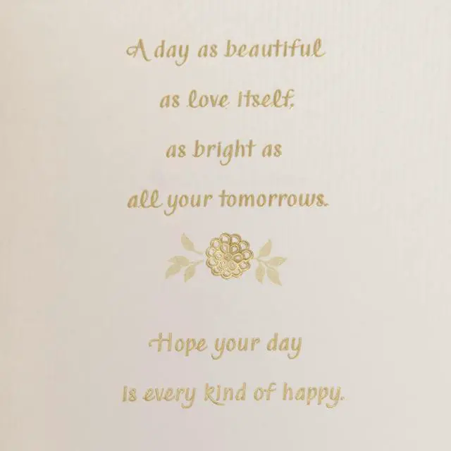 Alt view image 4 of 7 - Wedding Card (Mr. & Mrs.) | Die-cut Floral and Heart Pattern, Glittery Gold Backdrop, Envelope Included, High Quality Paper, Card Measures 5.8" X 8.3"
