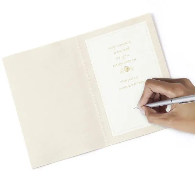 Alt view image 6 of 7 - Wedding Card (Mr. & Mrs.) | Die-cut Floral and Heart Pattern, Glittery Gold Backdrop, Envelope Included, High Quality Paper, Card Measures 5.8" X 8.3"
