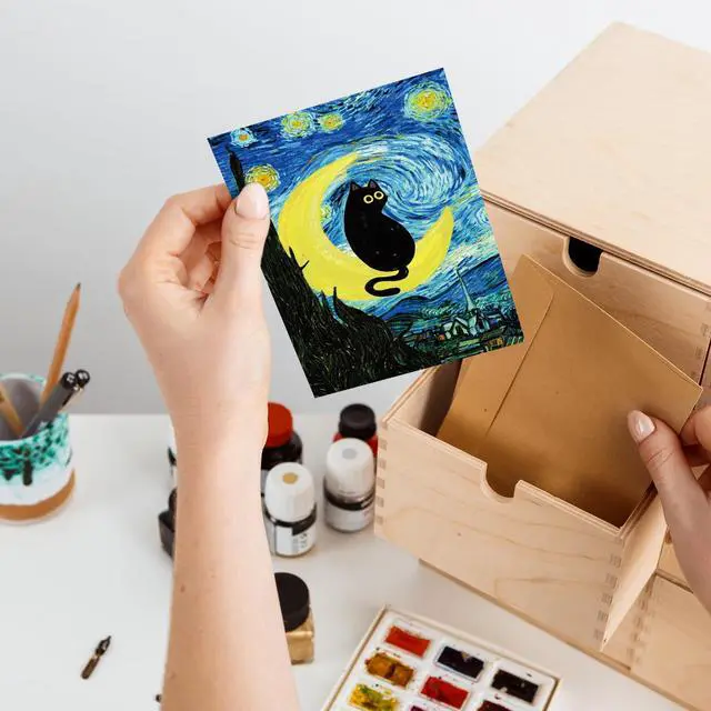 Alt view image 6 of 7 - 36 Pack Black Cat Painting Greeting Card Floral Animal Blank Note Card With Envelope Matching Seal Sticker for Spring Party Favor Supplies, 4 x 6 Inch
