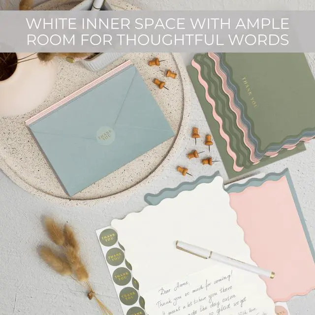 Alt view image 7 of 7 - Beautiful Thank You Cards Set of 30 With Envelopes and Stickers | Elegant Blank Cards for Personalized Notes - Bulk Stationary Set for All Occasions Incl. Weddings, Business & Baby Showers