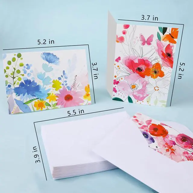 Alt view image 3 of 7 - 48 Pack Blank Cards and Envelopes, Watercolor Flowers Blank Greeting Cards, Blank Cards for All Occasion | Blank Cards for Baby Showers,Birthday,Wedding,Bridal Showers and All Occasion
