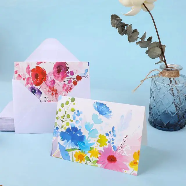 Alt view image 4 of 7 - 48 Pack Blank Cards and Envelopes, Watercolor Flowers Blank Greeting Cards, Blank Cards for All Occasion | Blank Cards for Baby Showers,Birthday,Wedding,Bridal Showers and All Occasion