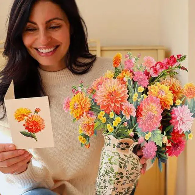 Alt view image 2 of 7 - Dahlia Sunrise 14.5 Inch Life-Sized 3D Pop Up Cards Greeting Card, Birthday, Mothers Day, Thank You, Gifts for Mom and Her Includes Notecard and Envelope