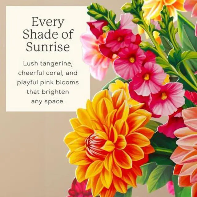 Alt view image 3 of 7 - Dahlia Sunrise 14.5 Inch Life-Sized 3D Pop Up Cards Greeting Card, Birthday, Mothers Day, Thank You, Gifts for Mom and Her Includes Notecard and Envelope