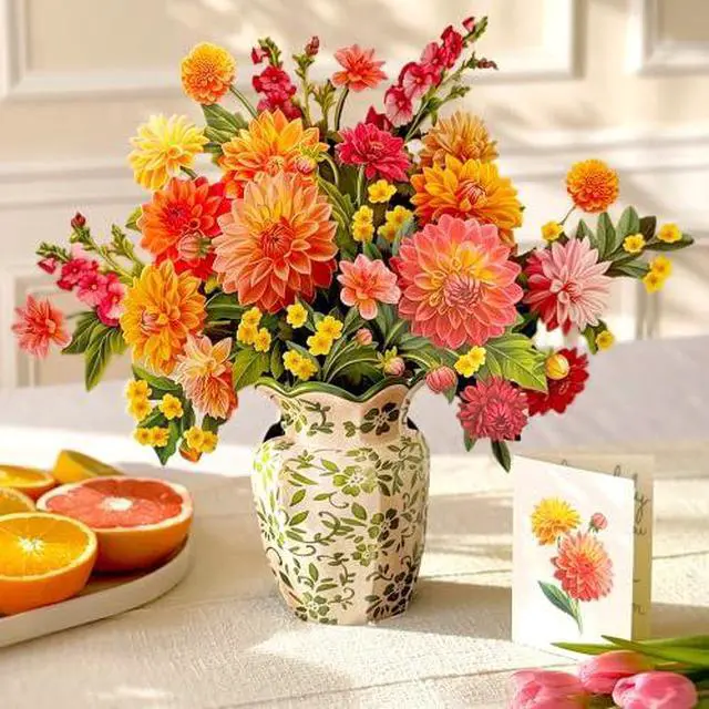 Alt view image 6 of 7 - Dahlia Sunrise 14.5 Inch Life-Sized 3D Pop Up Cards Greeting Card, Birthday, Mothers Day, Thank You, Gifts for Mom and Her Includes Notecard and Envelope
