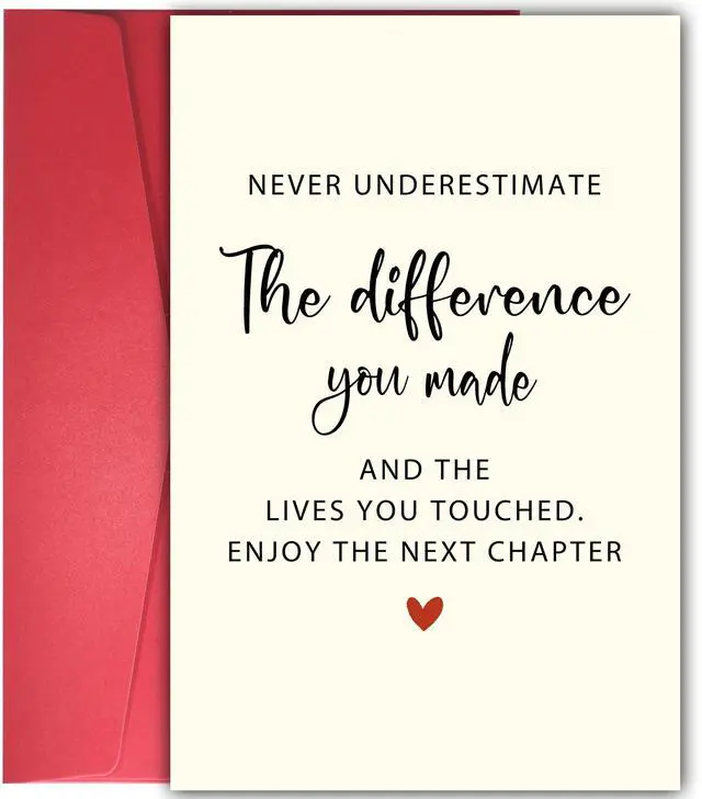 Main image of Goodbye Card for Coworkers Leaving - Heartfelt Farewell Card with Uplifting Message Never Underestimate The Difference You Made, Retirement Gifts for Women Men, New Job Card for Boss Friends