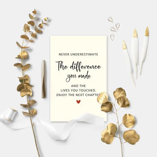 Alt view image 4 of 7 - Goodbye Card for Coworkers Leaving - Heartfelt Farewell Card with Uplifting Message Never Underestimate The Difference You Made, Retirement Gifts for Women Men, New Job Card for Boss Friends