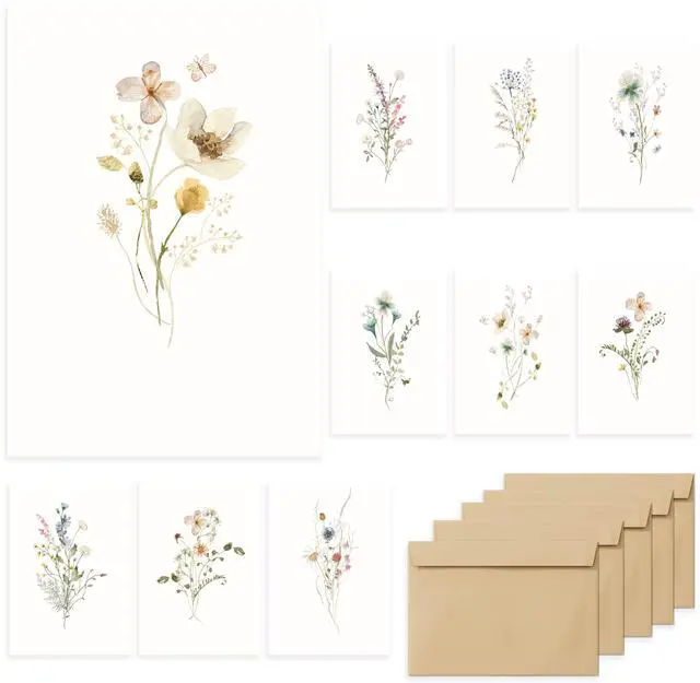 Main image of Blank Cards,Blank Greeting Cards 4x6,40Pack -Elegant Floral Design Blank Greeting Cards,Note Cards with Matching Peel-and-Seal Rustic Envelopes
