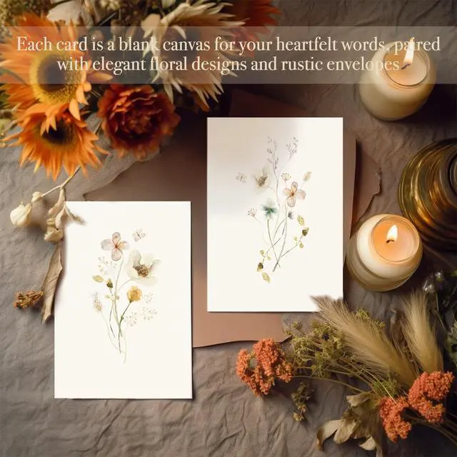 Alt view image 2 of 7 - Blank Cards,Blank Greeting Cards 4x6,40Pack -Elegant Floral Design Blank Greeting Cards,Note Cards with Matching Peel-and-Seal Rustic Envelopes