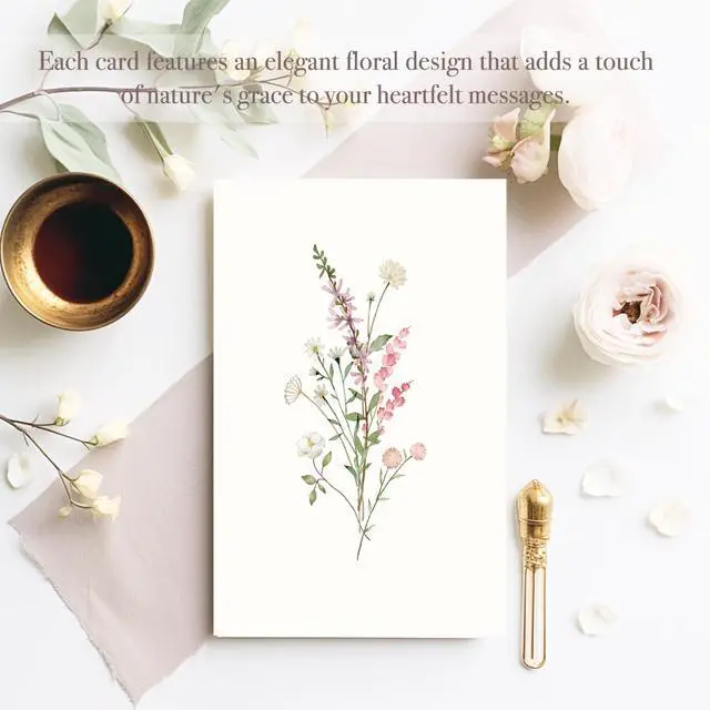 Alt view image 7 of 7 - Blank Cards,Blank Greeting Cards 4x6,40Pack -Elegant Floral Design Blank Greeting Cards,Note Cards with Matching Peel-and-Seal Rustic Envelopes
