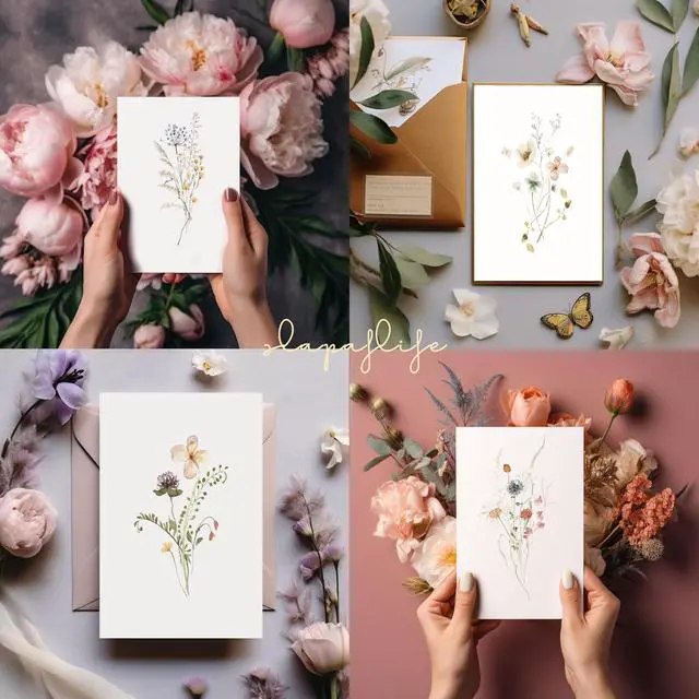 Alt view image 6 of 7 - Blank Cards,Blank Greeting Cards 4x6,40Pack -Elegant Floral Design Blank Greeting Cards,Note Cards with Matching Peel-and-Seal Rustic Envelopes