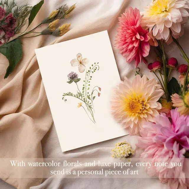 Alt view image 4 of 7 - Blank Cards,Blank Greeting Cards 4x6,40Pack -Elegant Floral Design Blank Greeting Cards,Note Cards with Matching Peel-and-Seal Rustic Envelopes