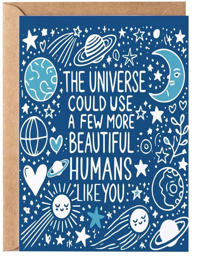 Main image of The Universe Could Use a Few More Beautiful Humans Like You Greeting Card - Thoughtful Moon and Stars Just Because Birthday Gift Idea for Women Him Her - Thinking of You Gift Best Friend Bestie Sister