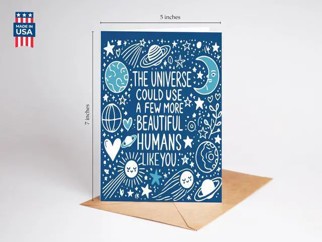 Alt view image 4 of 7 - The Universe Could Use a Few More Beautiful Humans Like You Greeting Card - Thoughtful Moon and Stars Just Because Birthday Gift Idea for Women Him Her - Thinking of You Gift Best Friend Bestie Sister
