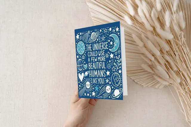 Alt view image 6 of 7 - The Universe Could Use a Few More Beautiful Humans Like You Greeting Card - Thoughtful Moon and Stars Just Because Birthday Gift Idea for Women Him Her - Thinking of You Gift Best Friend Bestie Sister