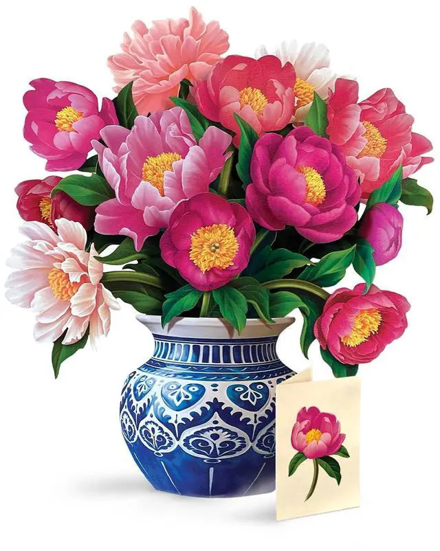 Main image of Peony Paradise 13 Inch Life-Sized 3D Pop Up Card Birthday, Mothers Day, Thank You, Gifts for Mom and Her Includes Notecard and Envelope