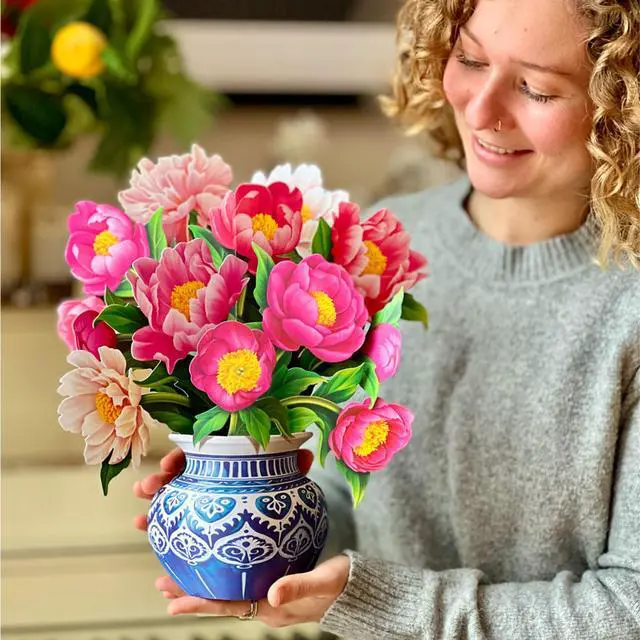 Alt view image 2 of 7 - Peony Paradise 13 Inch Life-Sized 3D Pop Up Card Birthday, Mothers Day, Thank You, Gifts for Mom and Her Includes Notecard and Envelope
