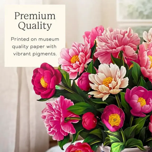Alt view image 5 of 7 - Peony Paradise 13 Inch Life-Sized 3D Pop Up Card Birthday, Mothers Day, Thank You, Gifts for Mom and Her Includes Notecard and Envelope