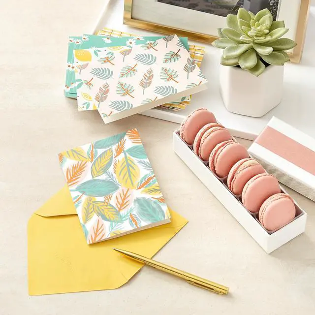 Alt view image 2 of 7 - Assorted Blank Cards, 24-Pack (Florals, Gingham, Strawberries) | Assorted Spring Designs, Daisies, Strawberries, Gingham, Leaves, Coordinating Envelopes Included, Cards Measure 3.75 X 5.2 in